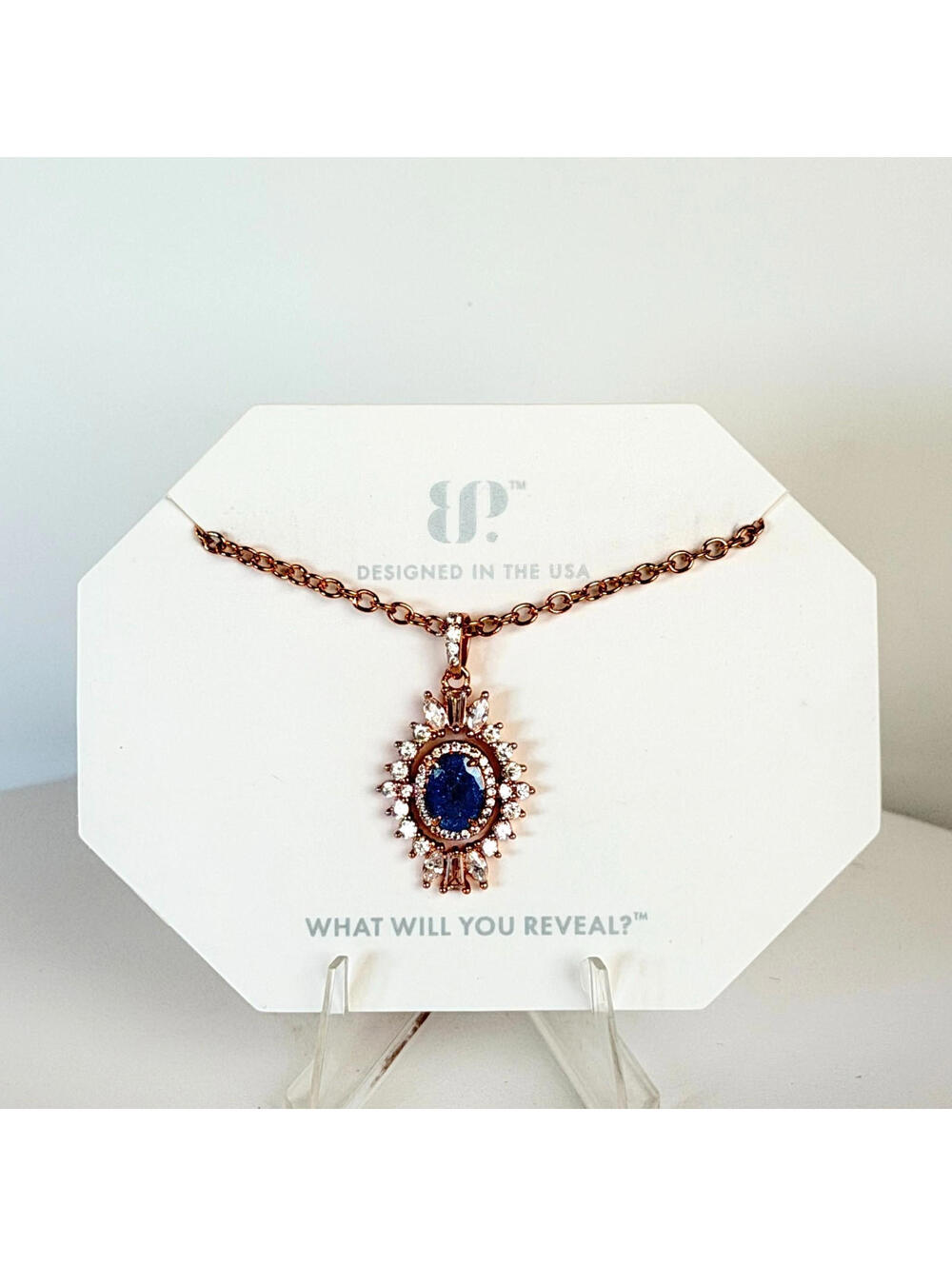 Bomb Party Necklace NK16470 "Unending Sunshine" Aqua Blue Ice Crystal Rose Gold